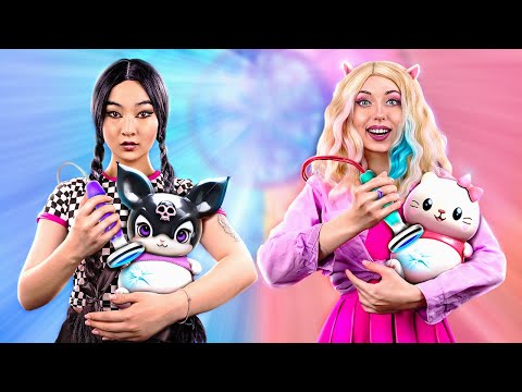 Wednesday Addams vs Enid Sinclair! Hello Kitty and Kuromi Are Pregnant!