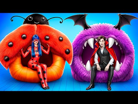 Extreme Tiny House Building for LadyBug and Vampire! From Nerd to Lady Bug GLOW UP!