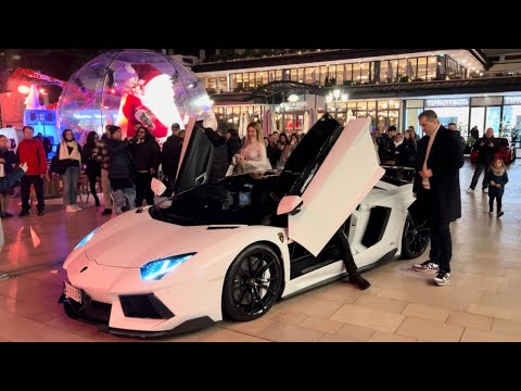 Millionaire Driving Lamborghini Aventador V12 with Christmas vibes in Monaco 😍🎄