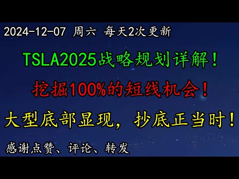 美股 重磅！TSLA2025战略规划详解！AI技术迭代加速，有哪些新动向？挖掘100%的短线机会！大型底部显现，抄底正当时！直勾勾上涨！SERV、AVGO、ZM、ADBE、ROKU、ARM、NFLX