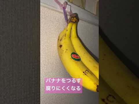 バナナをつるす　適当にストローとかで。腐りにくくなるよ