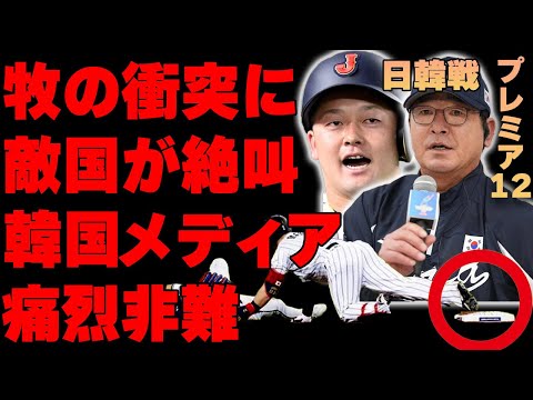 牧秀吾が韓国選手と衝突時の“あの行為”に韓国ファン達の反応が…韓国メディアも日本に対する辛辣すぎる衝撃的なコメントを発表…韓国代表の応援席に存在する伝説の存在に驚きを隠せない【プレミア12/日韓戦】