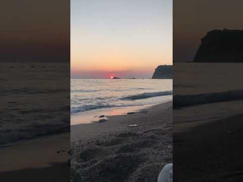 Beautiful sunset view at Buljarica beach in Montenegro filled with relaxing sounds of the sea.