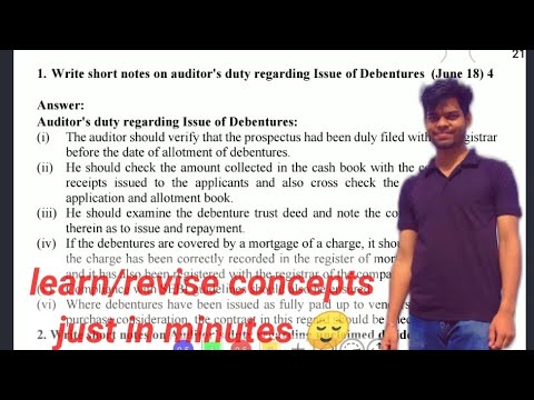 write a short note on auditors duty regarding issue of debenture. #cmainter #audit #cainter