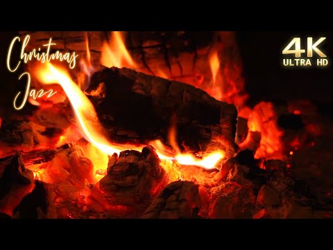 🔥 Crackling Fireplace 4K - Christmas Jazz Fireplace Music 🎄 Crackling Fire Sounds & Relaxing Jazz