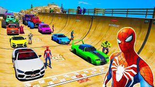 Continuation next Epic challenge jump Ramp Mount Chiliad Spiderman BMW Cars Audi Monster Truck GTA V