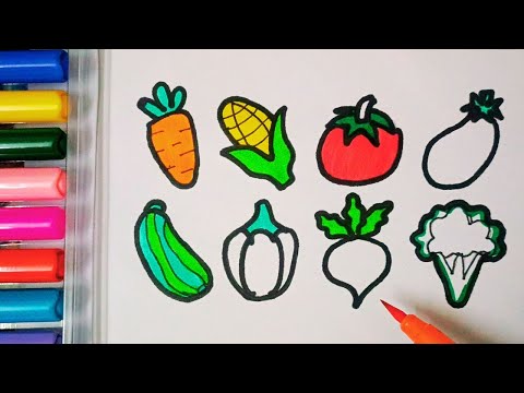 Drawing and Painting  vegetables for Kids & Toddlers | Simple Drawing, Coloring #drawing