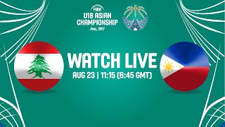 QUARTER-FINALS: Lebanon v Philippines | Full Basketball Game | FIBA U18 Asian Championship 2022