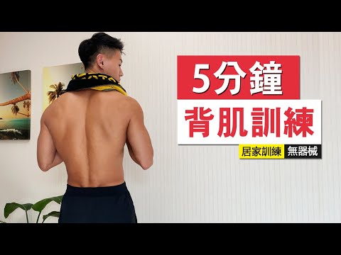 【初階】居家健身 | 5分鐘背肌訓練 - 改善含胸駝背 背影殺 / 5 mins back workout at home