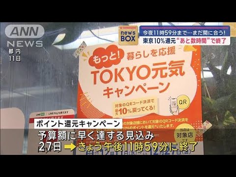 今夜11時59分まで…まだ間に合う！　東京10％還元“あと数時間”で終了【スーパーJチャンネル】(2024年12月24日)