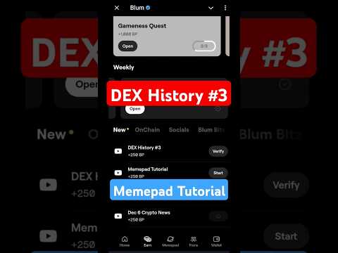 Blum New Task DEX History #3 |Memepad Tutorial |Blum keyword today  | blum #blumkeyword  #blumcode