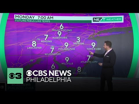 Frigid temps continue Monday morning in Philadelphia, but Christmas brings warmer weather