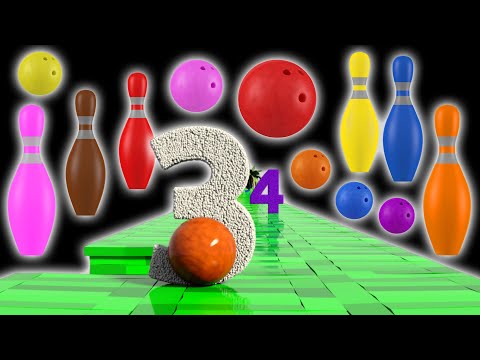 🎳 Count to 100 in Space with Bowling Ball Adventure and Kineticg sand Bash Smash Alphabet Fruits🍉