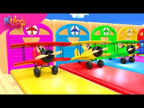 Colorful Airplane Song | Five Little Monkeys Song | BluLoo Nursery Rhymes & Kids Songs