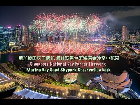 Singapore National Day Parade Fireworks  from Marina Bay Sands Skypark