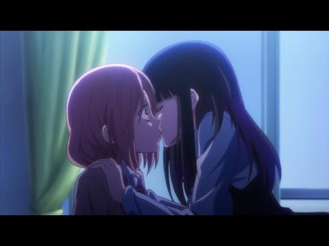 Shot on iphone meme but it's anime lesbian kiss