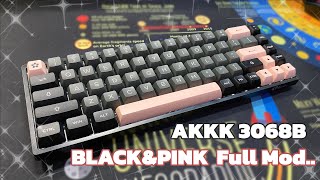 AKKO 3068b Plus Black&Pink Full Mod(Akko CS Jelly Black ) จับน้องชมพูมา mod