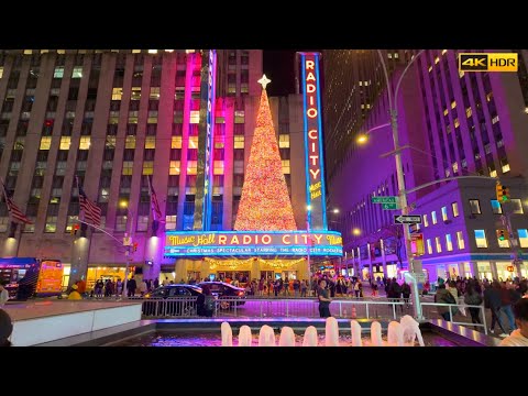 2024 New York City Early Holiday Decorations 5th Avenue | Radio City Music Hall