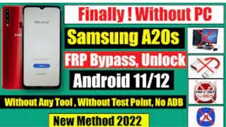 2022 UPDATE: Samsung A20s FRP Bypass Android 11 Without PC | No Knox | No Alliance | All Binary