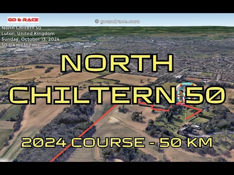 North Chiltern 50 (2024): fly over the 50 km course! Video of the race path.