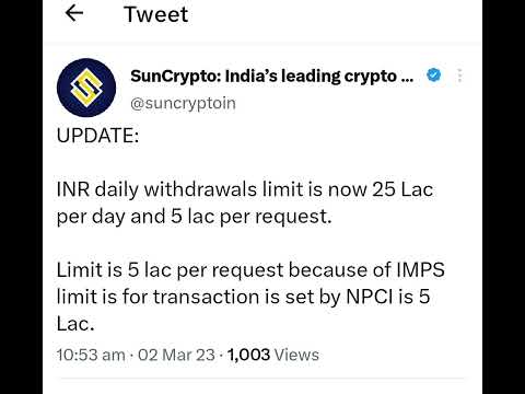 Withdrawal limit is now 25 Lac per day- #SunCrypto | #Shorts #shorstvideo | #Jobcentre | Job Centre