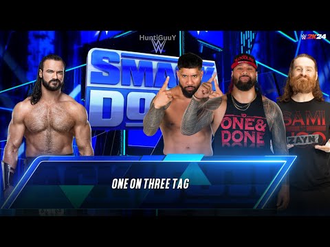 Drew McIntyre vs Sami Zyan, Jey Uso & Jimmy Uso WWE SmackDown 1 on 3 Handicap - FULL MATCH