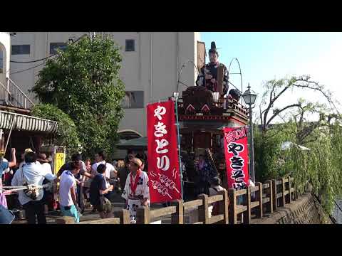 佐原の大祭2018夏　楽日　小野川沿いを行く下仲町区