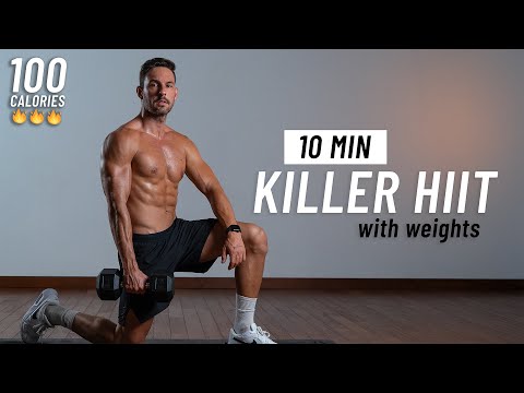 10 Min KILLER HIIT Workout With Weights - Full Body Cardio At Home