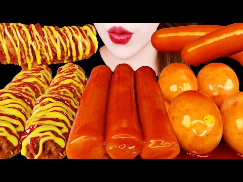 ASMR GIANT TTEOKBOKKI, CHEESE PORK CUTLET, EGG, SUNDAE EATING SOUNDS MUKBANG 먹방 咀嚼音