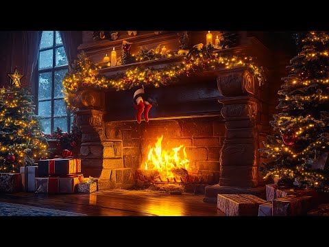 Classic Christmas Ambience with Fireplace 🎅🏼 Fireplace Sounds 🎄Christmas Tree & Holiday Sceneny