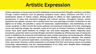 Short Paragraph on Artistic Expression