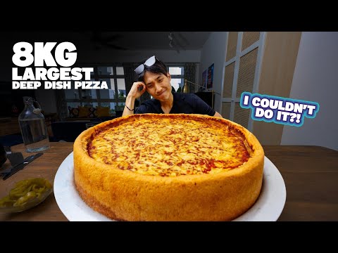 8KG Largest Deep Dish Pizza Challenge Eaten SOLO! | BEST Chicago DEEP DISH PIZZA in Singapore?!