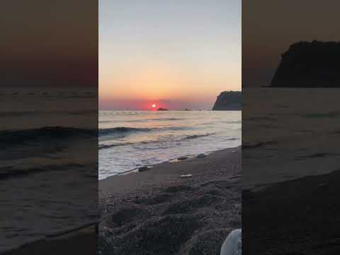 Beautiful sunset view at Buljarica beach in Montenegro filled with relaxing sounds of the sea.