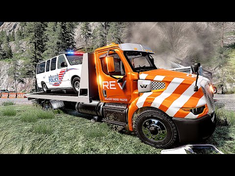 Trucks VS  DANGEROUS CLİFF #3 Steep Slopes Mountain Road - Don't Stop - BeamNG Drive