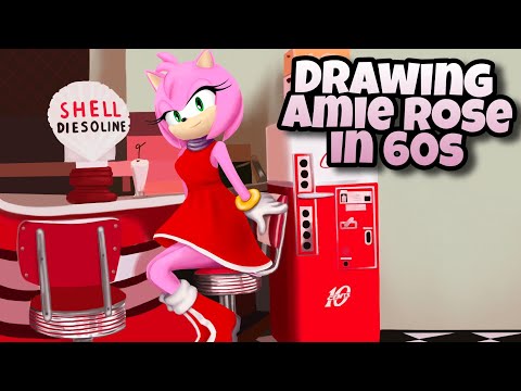 Drawing Amy Rose in 60s Style