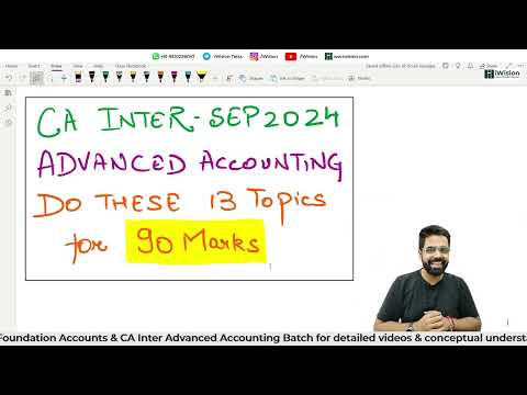 Do these 13 topics for 90 Marks | CA Inter Sep 24 | Advanced Accounting | iWision | CA Vipul Dhall