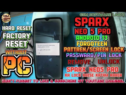 How to Sparx Neo 5 Pro Hard Reset|Factory Reset|Android 13|Sparx Neo 5 Pro ka lock kaise tode.