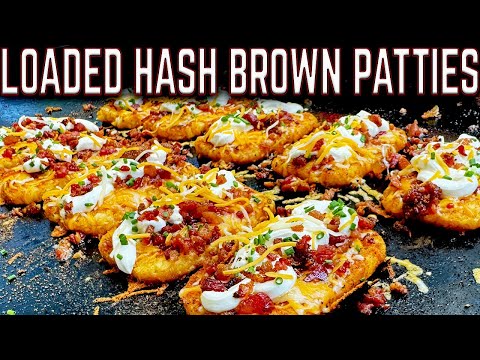 PERFECT HACK FOR POTATOES ON THE GRIDDLE! LOADED HASH BROWN PATTIES - EASY GRIDDLE RECIPE