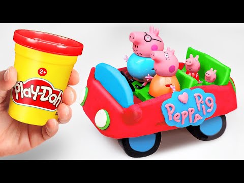 Create Play Doh Car for Peppa Pig Family | Learn Colors | Preschool Toddler Toy Learning Video