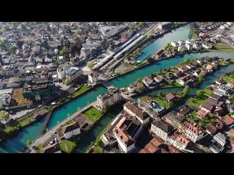 Drone Over Swiss City | Copyright Free Video Footage