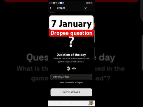 Dropee question of the day code 7 January | Dropped question of the day code | Dropee Code