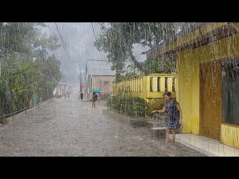 Super Heavy Rain in my village, super cold, fell asleep instantly with the sound of heavy rain