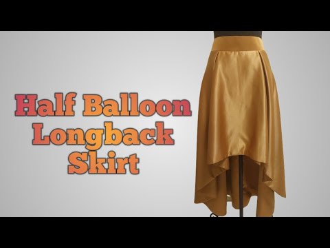 How to Make Long back half balloon Skirt with box pleats (full tutorial)