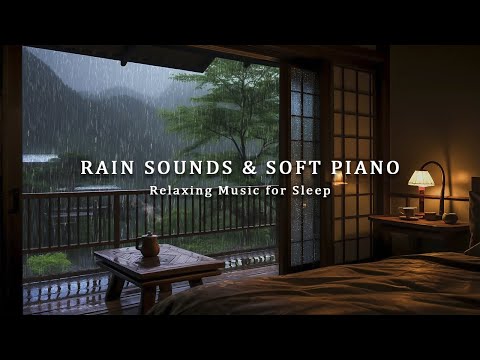 Peaceful Piano & Soft Rain Outside the Bedroom - Relaxing Music Relieves Stress, Anxiety and Sleep