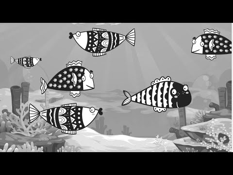 Under water fun | Baby Sensory Black White High Contrast | Waltz Classical Music | Doodle art video