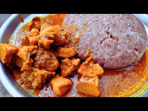 Rayalaseema Ragi Sangati with Lingapuram Chicken Curry // Chicken Curry