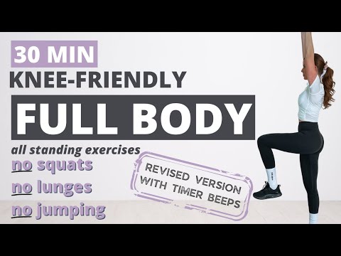 30 MIN STANDING Knee Friendly Full Body Dumbbell Workout | REVISED VERSION (with timer beeps)