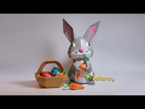 How to make Bunny Easter Papercraft Low poly 3D Rabbit and DIY Easter egg | Step by step