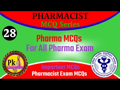 Pharma MCQs ll AIIMS Pharmacist Exam Paper ll SGPGIMS Pharmacist Exam Paper ll Pharmacist Exam Paper