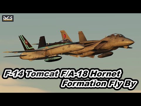 DCS World USNAVY CVN-71 USS Theodore Roosevelt   F-14 Tomcat F-18 Hornet Formation FlyBy Maverick !